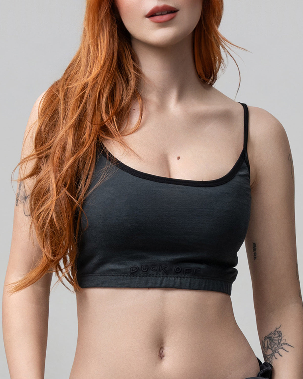 DUCK OFF Crop Top – Anthrazit